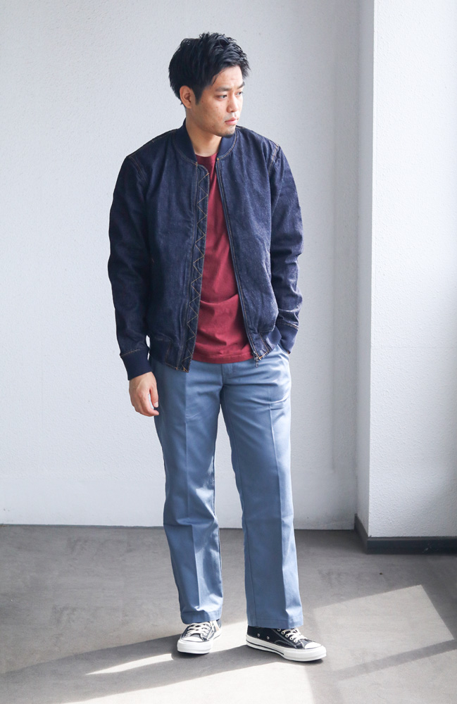 JAPAN BLUE JEANS THE WORK PANTS ブルー 着用画像 全身