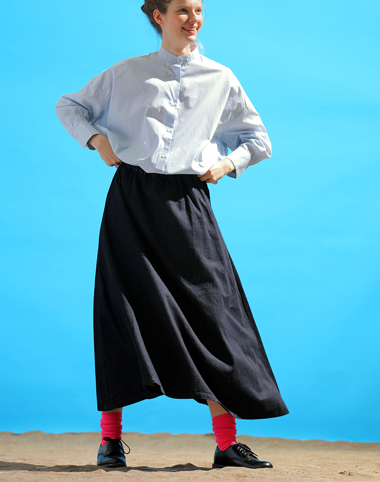 SETTO CLUEL掲載 No.02 Middle Shirt×Machu Picchu Skirt コーディネート全身 ディテール