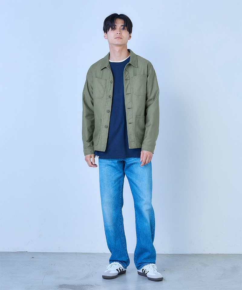 JAPAN BLUE JEANS MilitaryCollection バックサテン カバーオール着用イメージ01