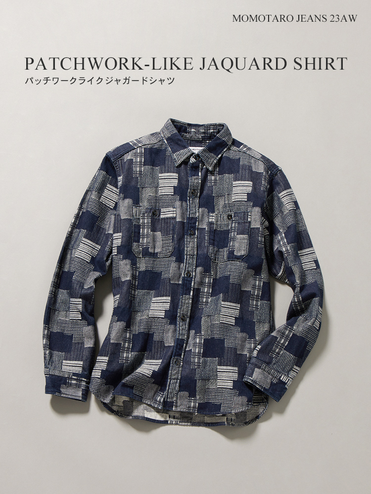 23AW PATCHWORK-LIKE JAQUARD SHIRT | デニム研究所 by JAPAN BLUE