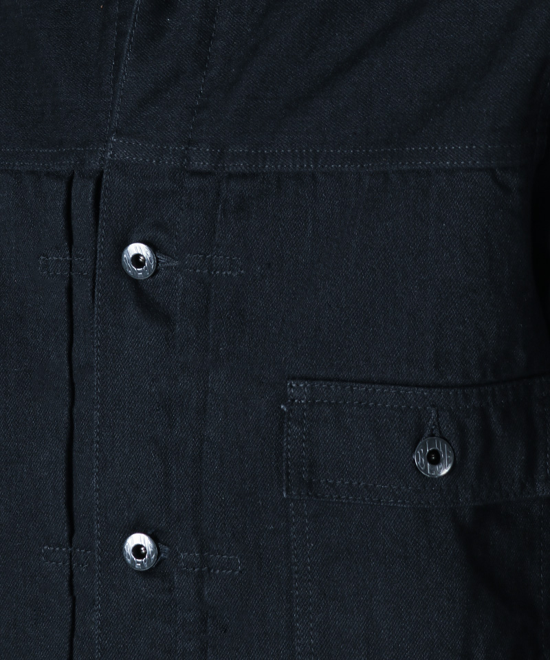 JAPAN BLUE JEANS 14oz Black Type 2 Denim Jacket ディテール ボタン寄り