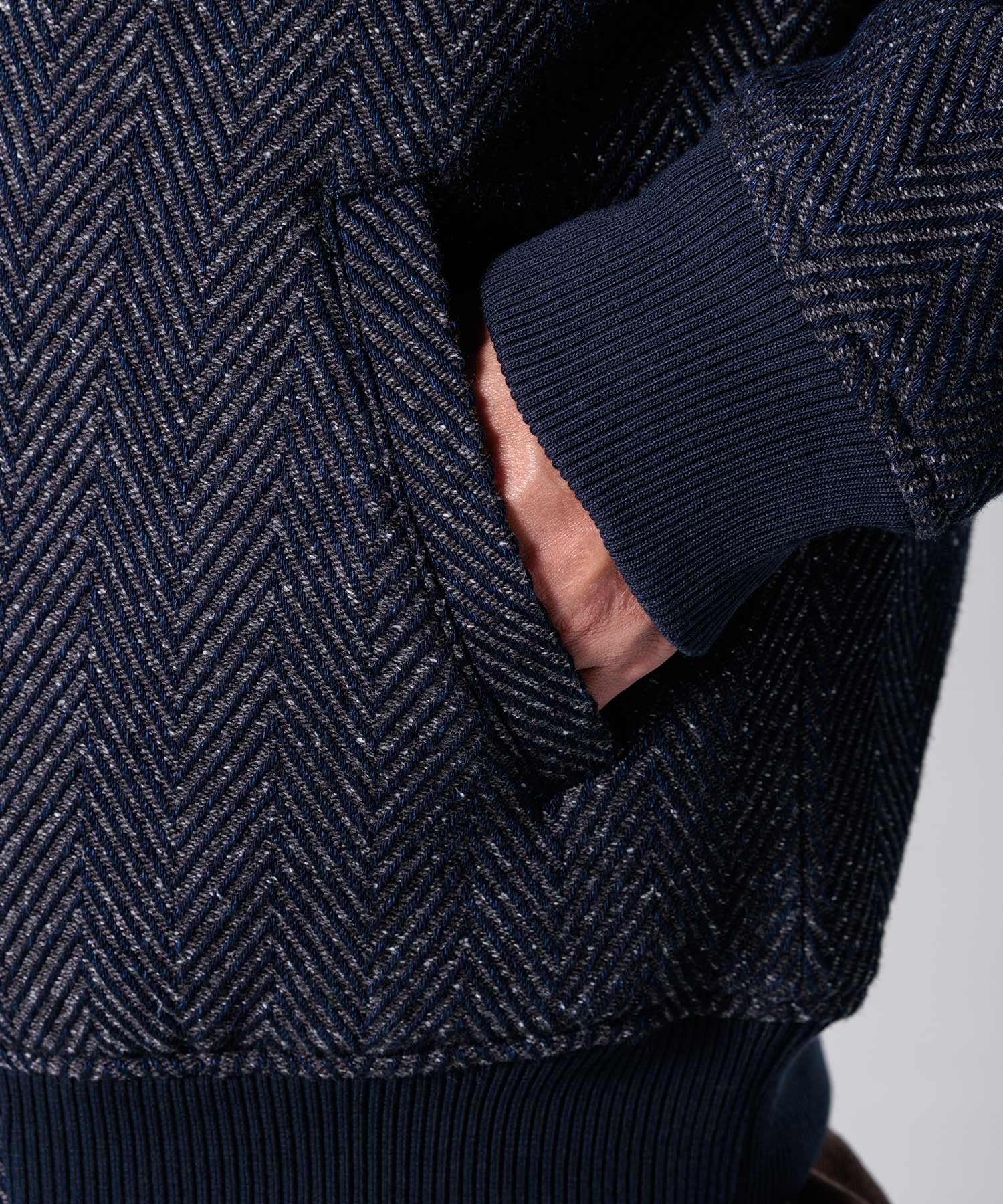 Herringbone Tweed Denim Bomber Jacket Styling Photo3